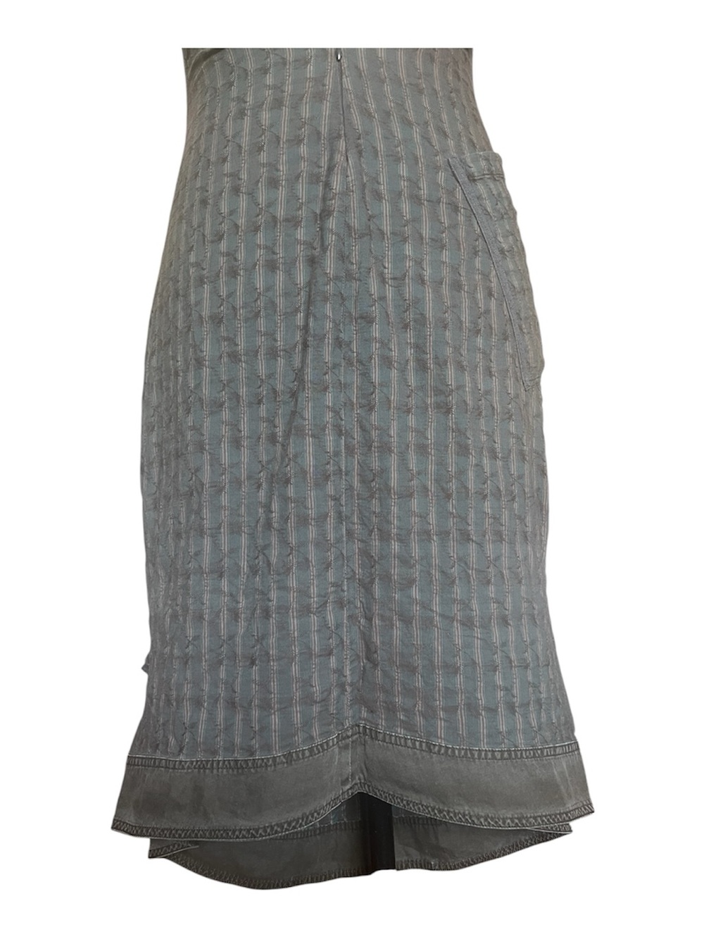 Y2K VTG Cop. Copine Fairy Grunge Midi Dress Gray SZ 40/M Striped Floral Skater - Picture 7 of 16
